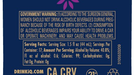 Label region read for Government warning bold