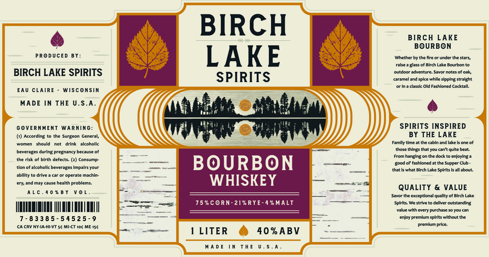 Front label artwork for BIRCH LAKE SPIRITS